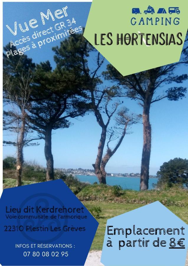 Les Hortensias grande tente familiale deux chambres et séjour vue mer sur camping nature Plestin-les-Grèves Extérieur photo
